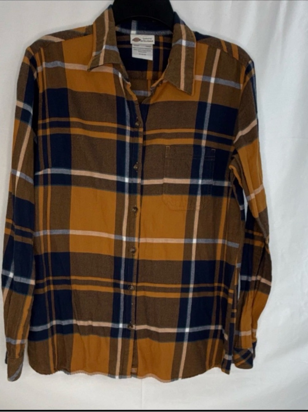 Dickies Navy Plaid Shirt with Mustard Accents